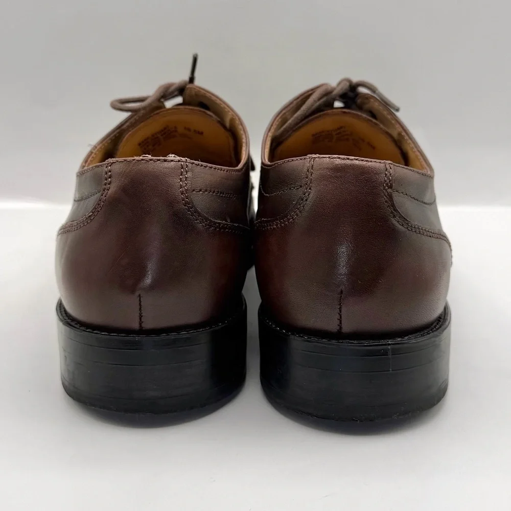 GH Bass Mens Stuart Brown Leather 3 Eye Lace Up Oxford Dress Shoes Size 10.5 M
